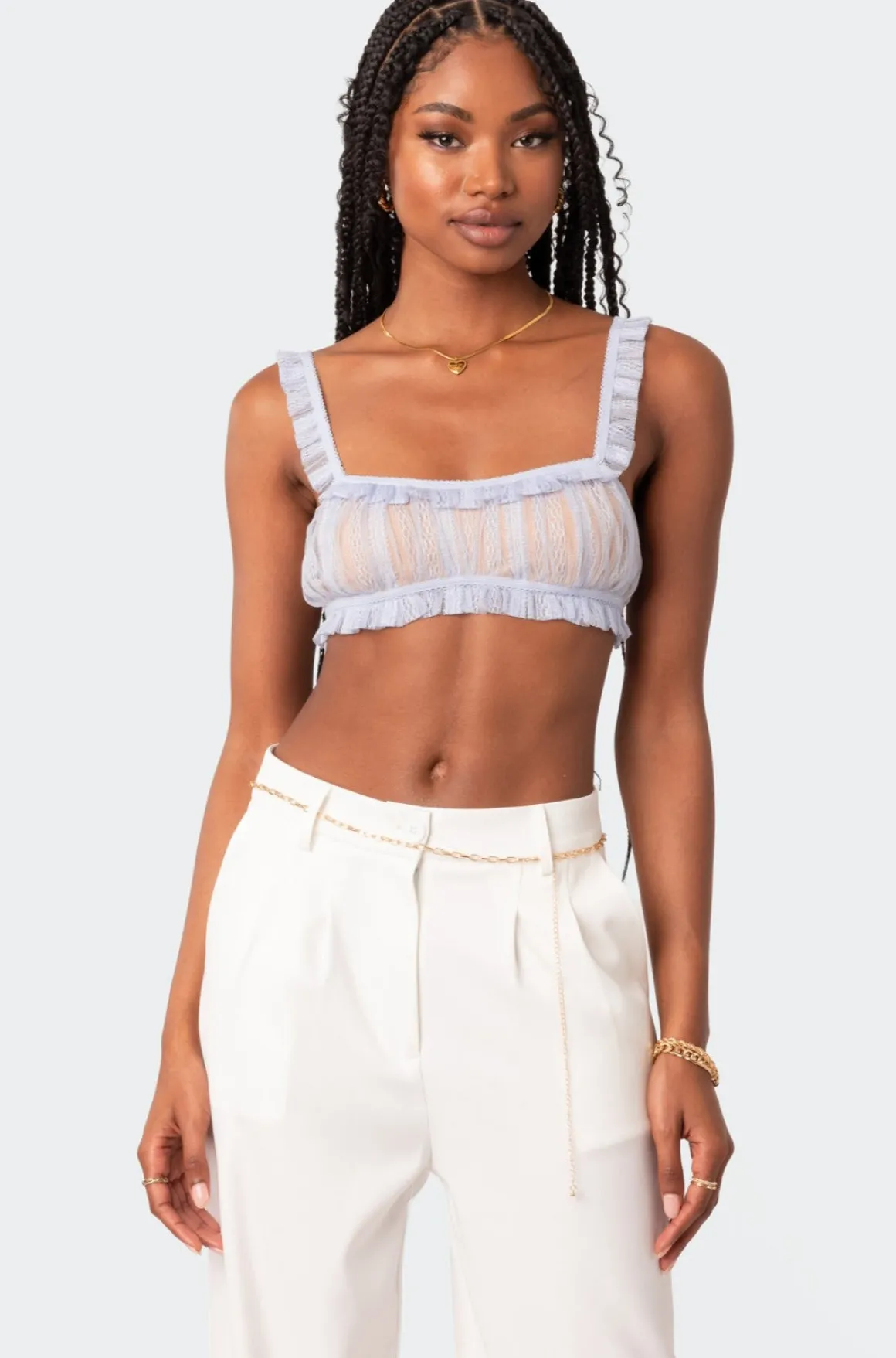 Gabi Ruffle Sheer Lace Bralette