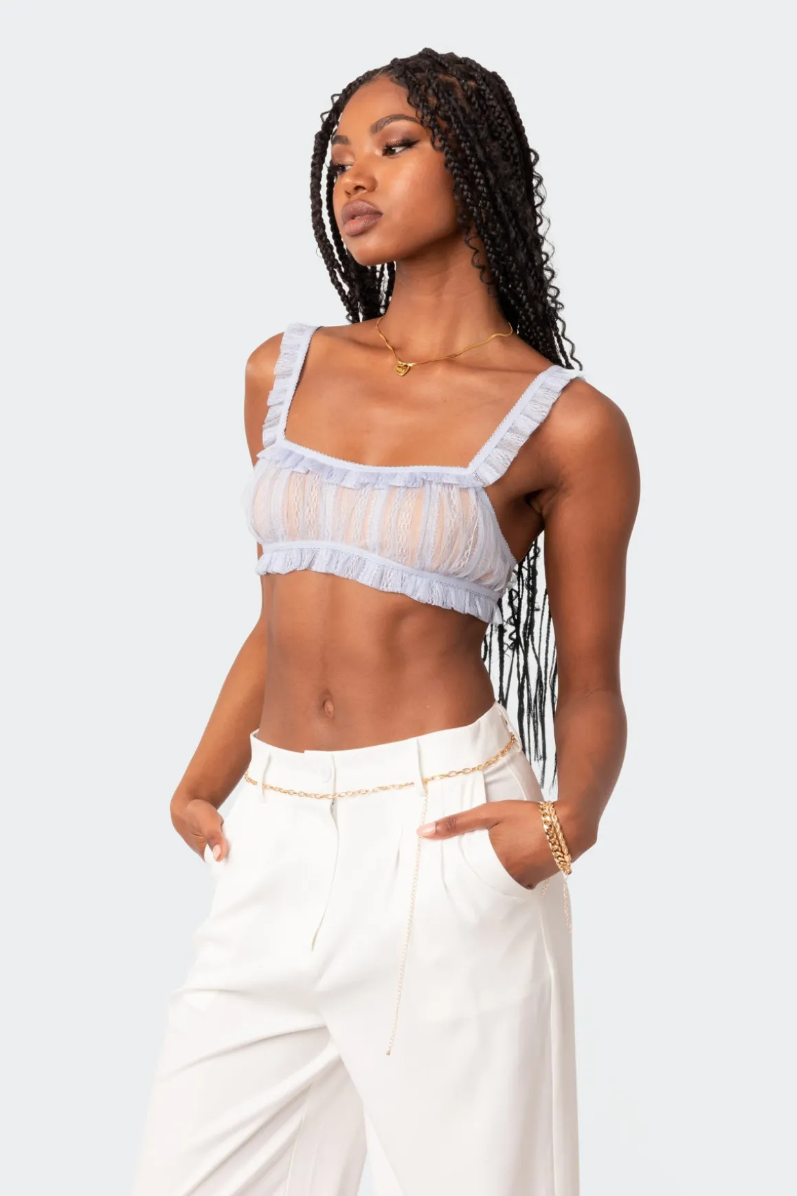 Gabi Ruffle Sheer Lace Bralette