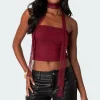 Gathered Two Piece Mesh Scarf Top