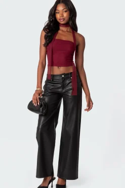 Gathered Two Piece Mesh Scarf Top