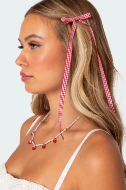 Gingham Bow Hair Clip Set