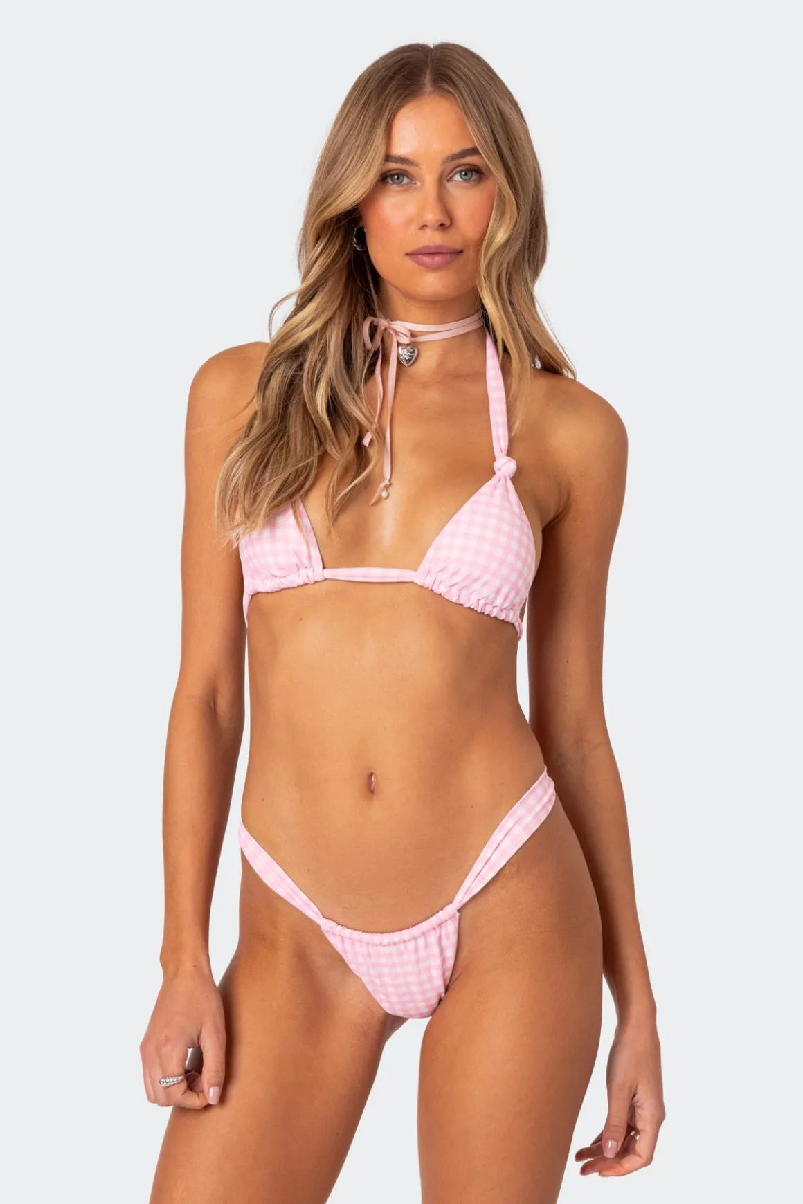 Gingham Knotted Bikini Top