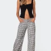 Gingham Printed Low Rise Jeans