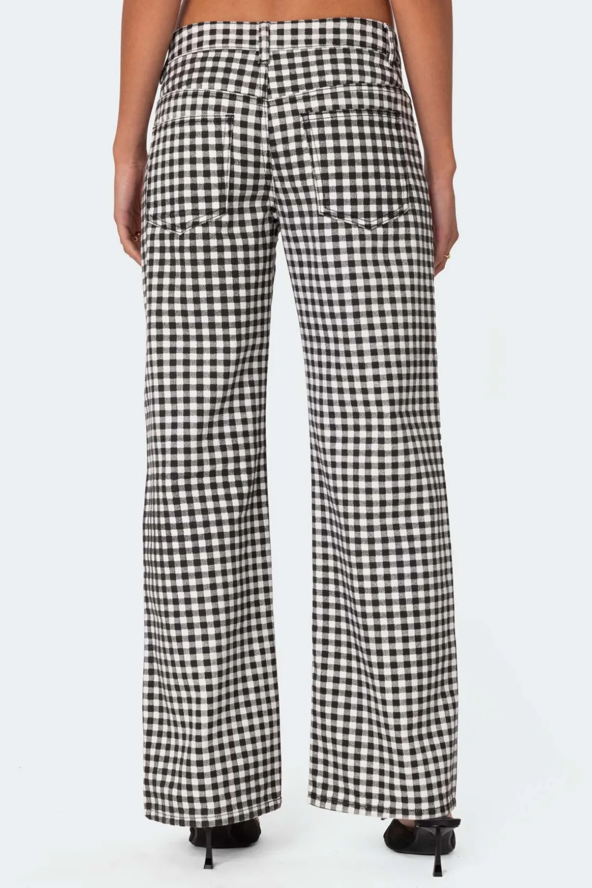 Gingham Printed Low Rise Jeans
