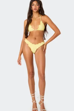 Golden Ruffle Edge Bikini Bottom