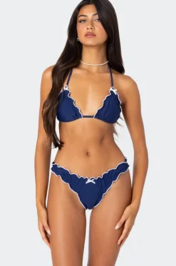 Golden Ruffle Edge Triangle Bikini Top