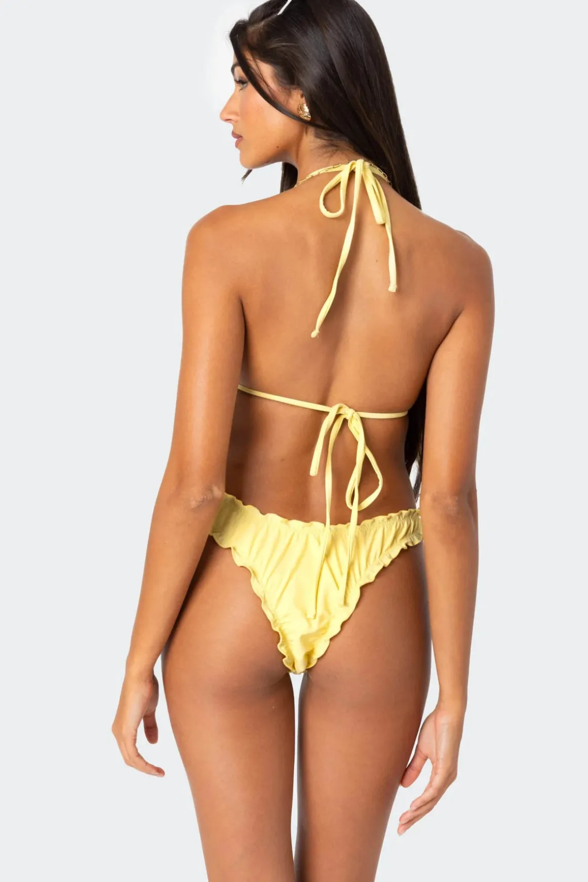 Golden Ruffle Edge Triangle Bikini Top