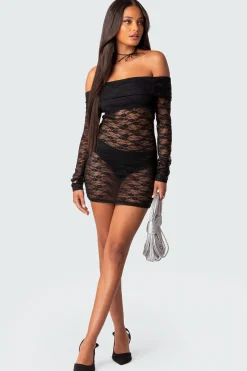 Halle Sheer Lace Mini Dress