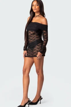 Halle Sheer Lace Mini Dress