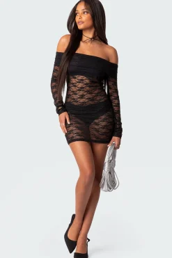 Halle Sheer Lace Mini Dress