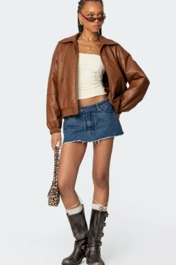 Halley Faux Leather Bomber Jacket