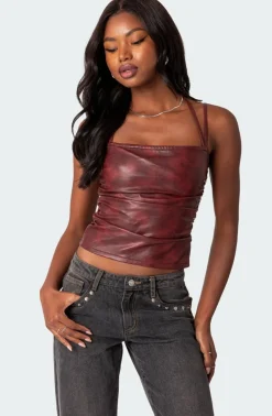 Haze Strappy Faux Leather Top