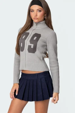89 High Neck Zip Up Cardigan