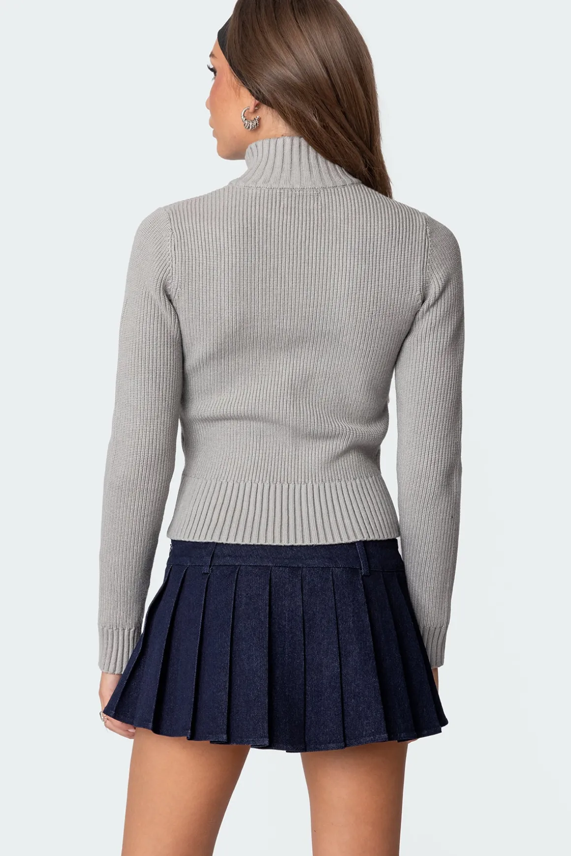 89 High Neck Zip Up Cardigan