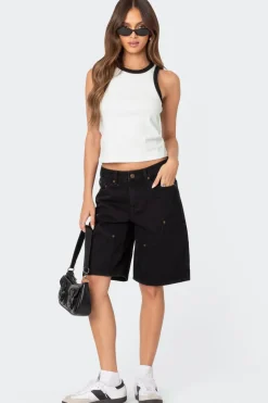 Jacqui Low Rise Denim Bermuda Shorts