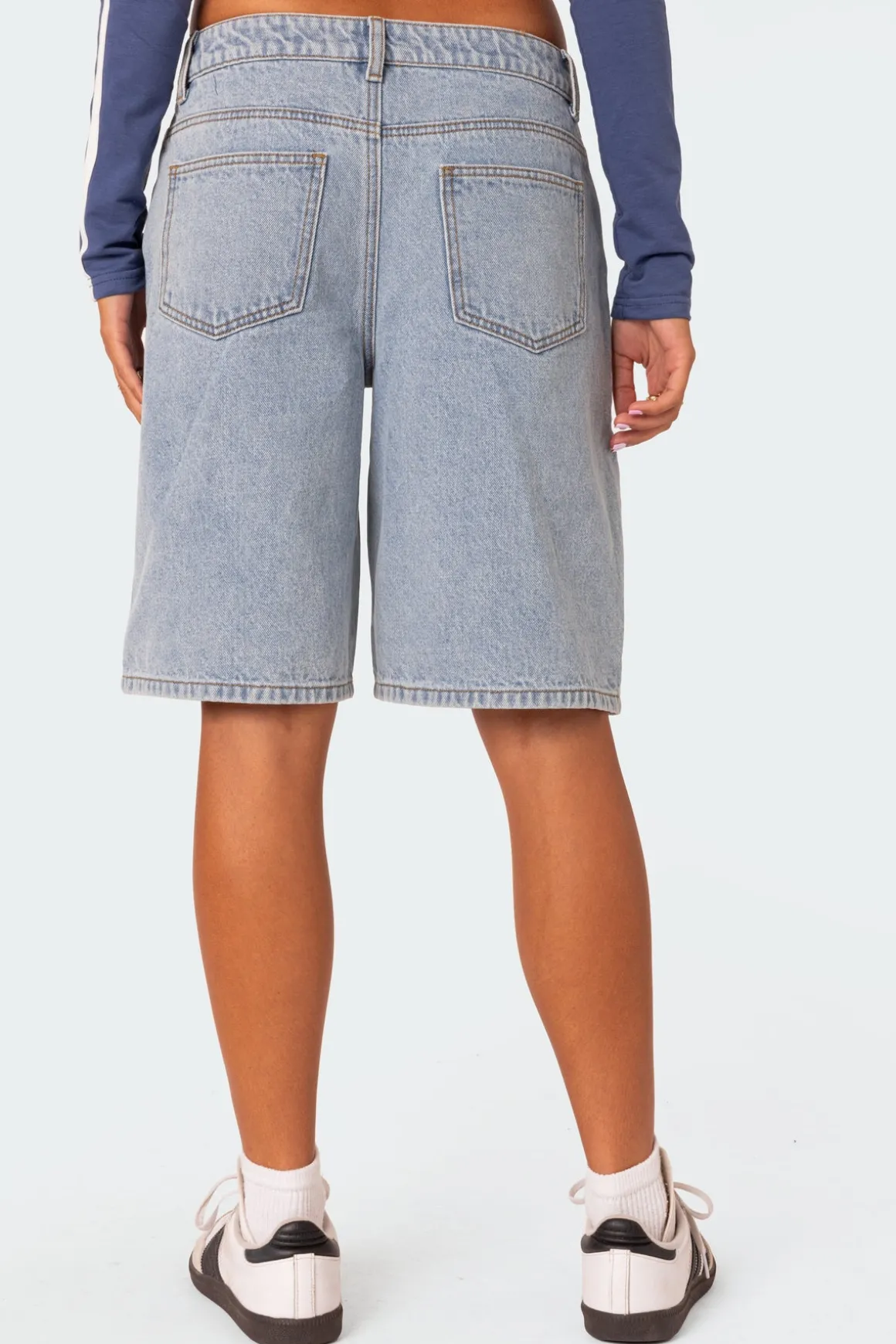 Jacqui Low Rise Denim Bermuda Shorts