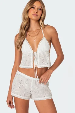 Jael Tie Front Eyelet Halter Top