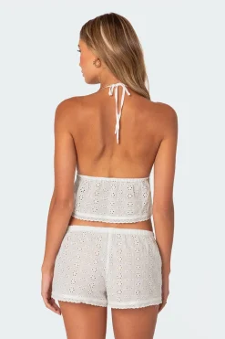 Jael Tie Front Eyelet Halter Top