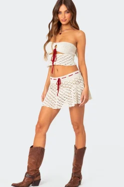 Jaslene Strapless Crochet Top