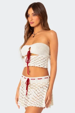 Jaslene Strapless Crochet Top