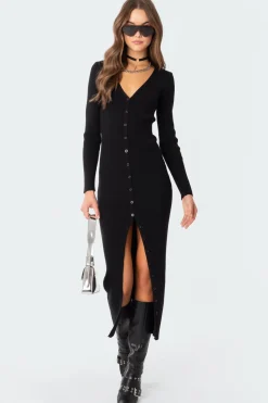 Jazlyn Knitted Button Up Maxi Dress