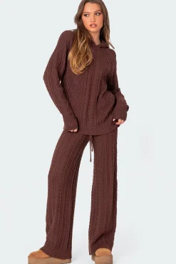 Jelena Relaxed Cable Knit Pants