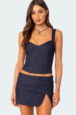 Jemma Lace Up Denim Corset