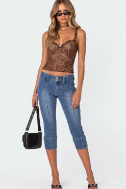 Jesse Low Rise Washed Capri Jeans