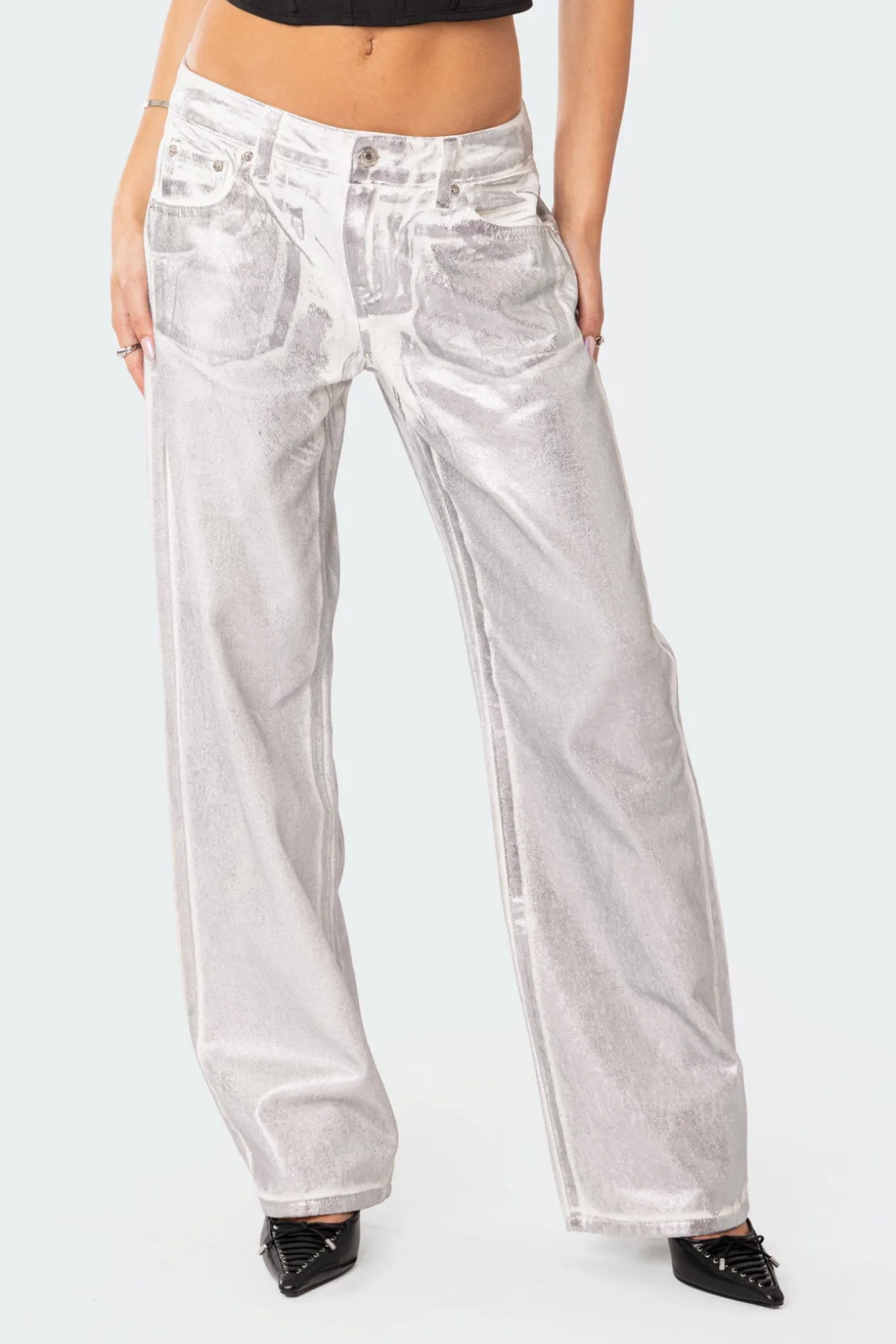 Jolene Metallic Low Rise Jeans