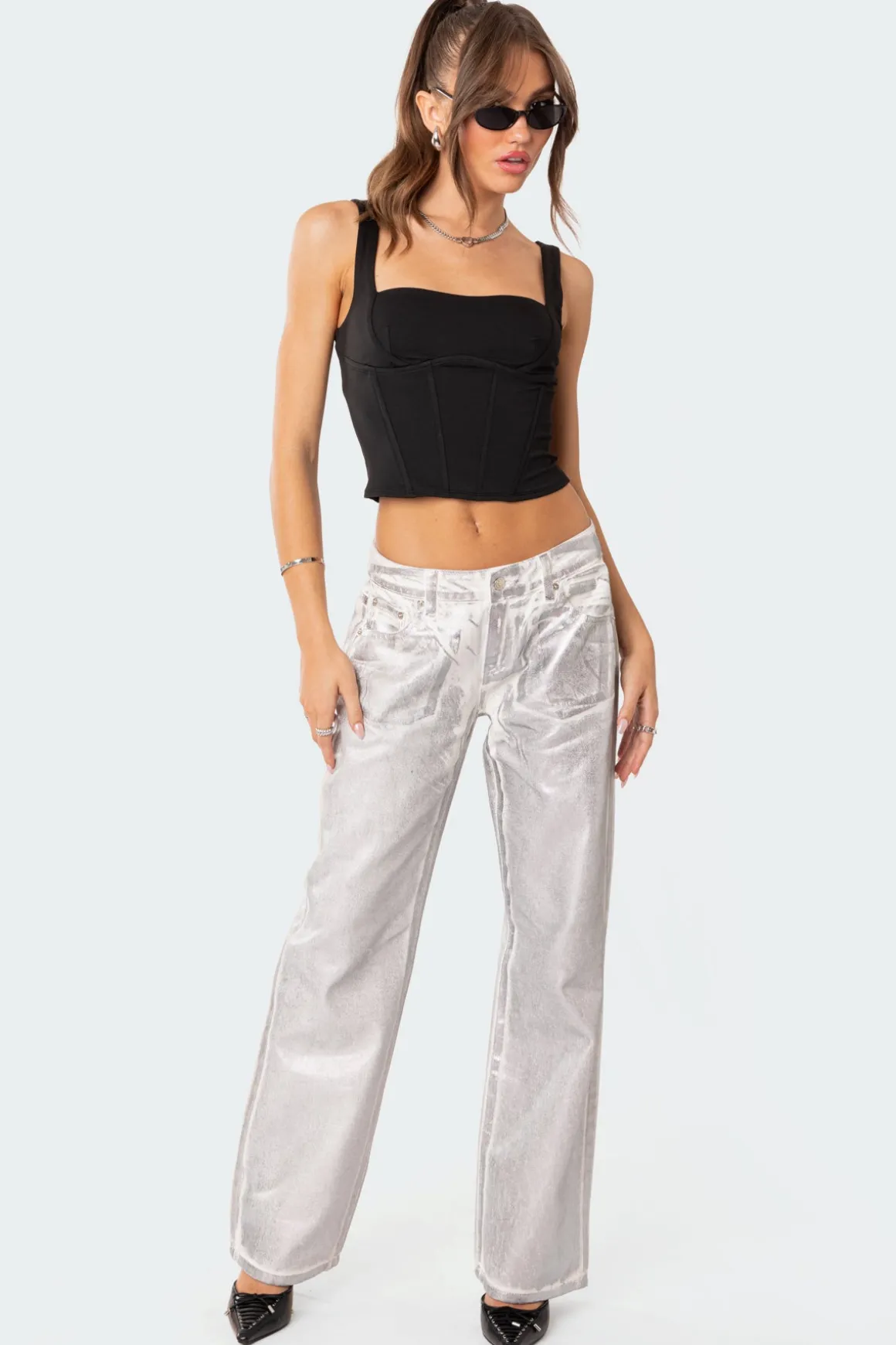 Jolene Metallic Low Rise Jeans
