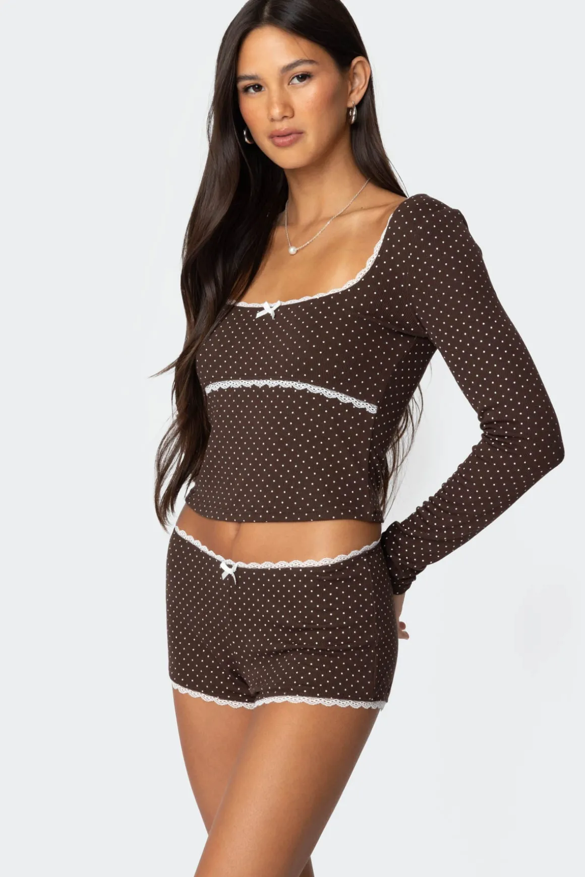 Juliana Polka Dot Ribbed Top