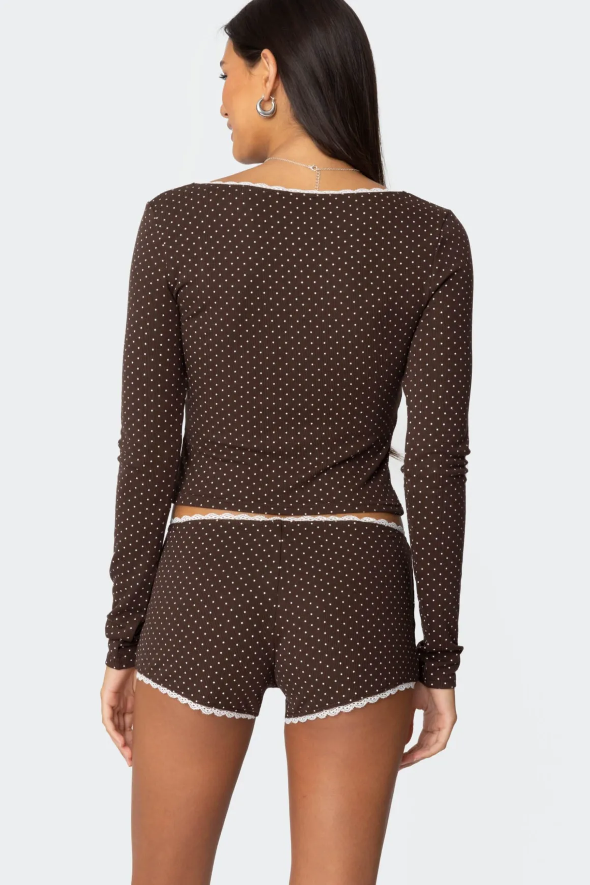 Juliana Polka Dot Ribbed Top