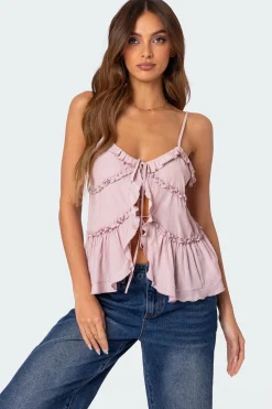 Juniper Tie Front Ruffled Top