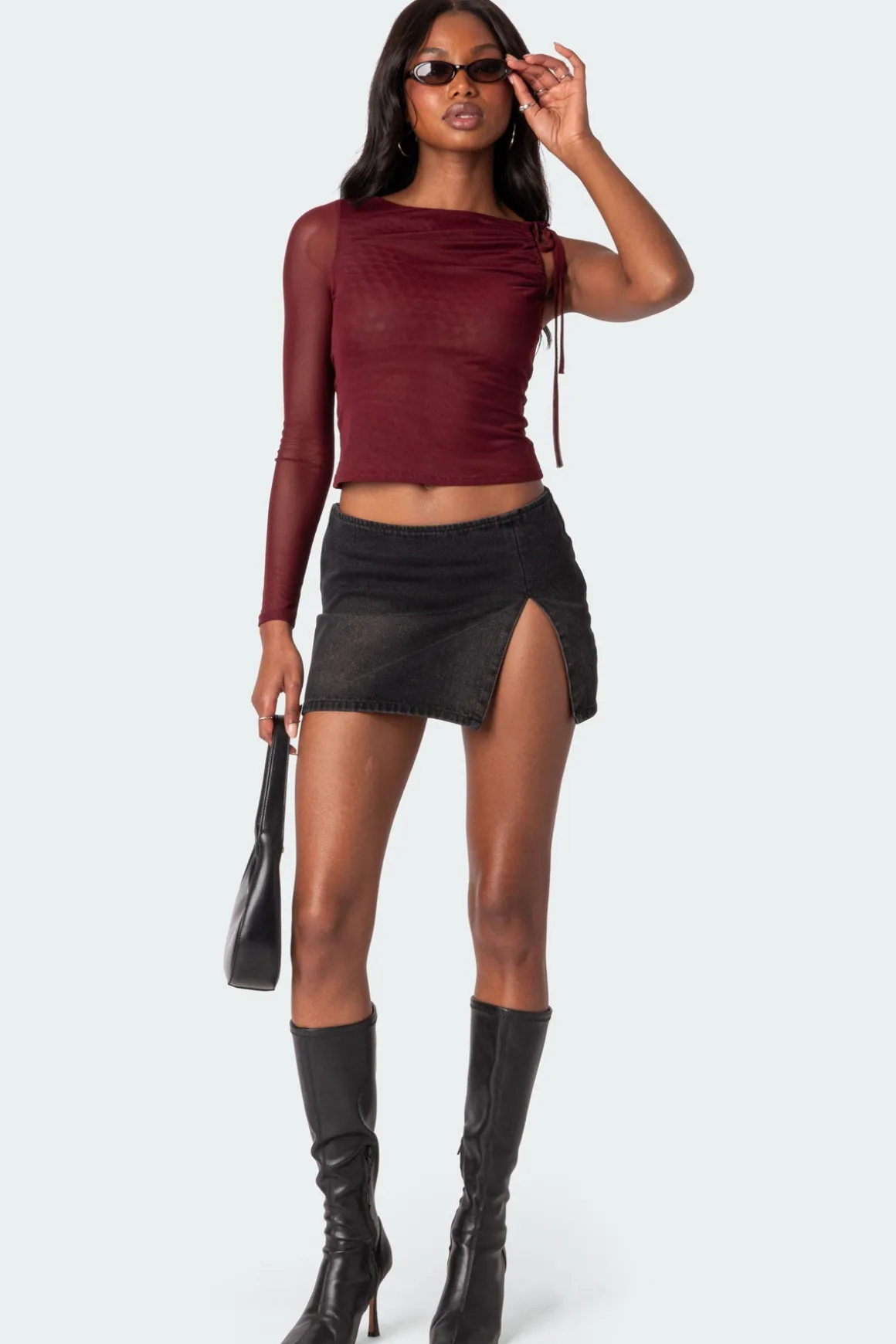 Jupiter One Shoulder Mesh Top
