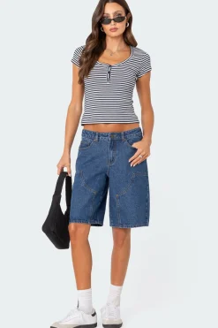 Kady Striped Henley T Shirt