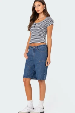 Kady Striped Henley T Shirt