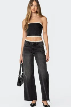 Karlie Lace Trim Jeans