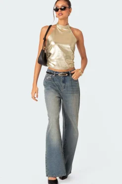 Karter Metallic Halter Top