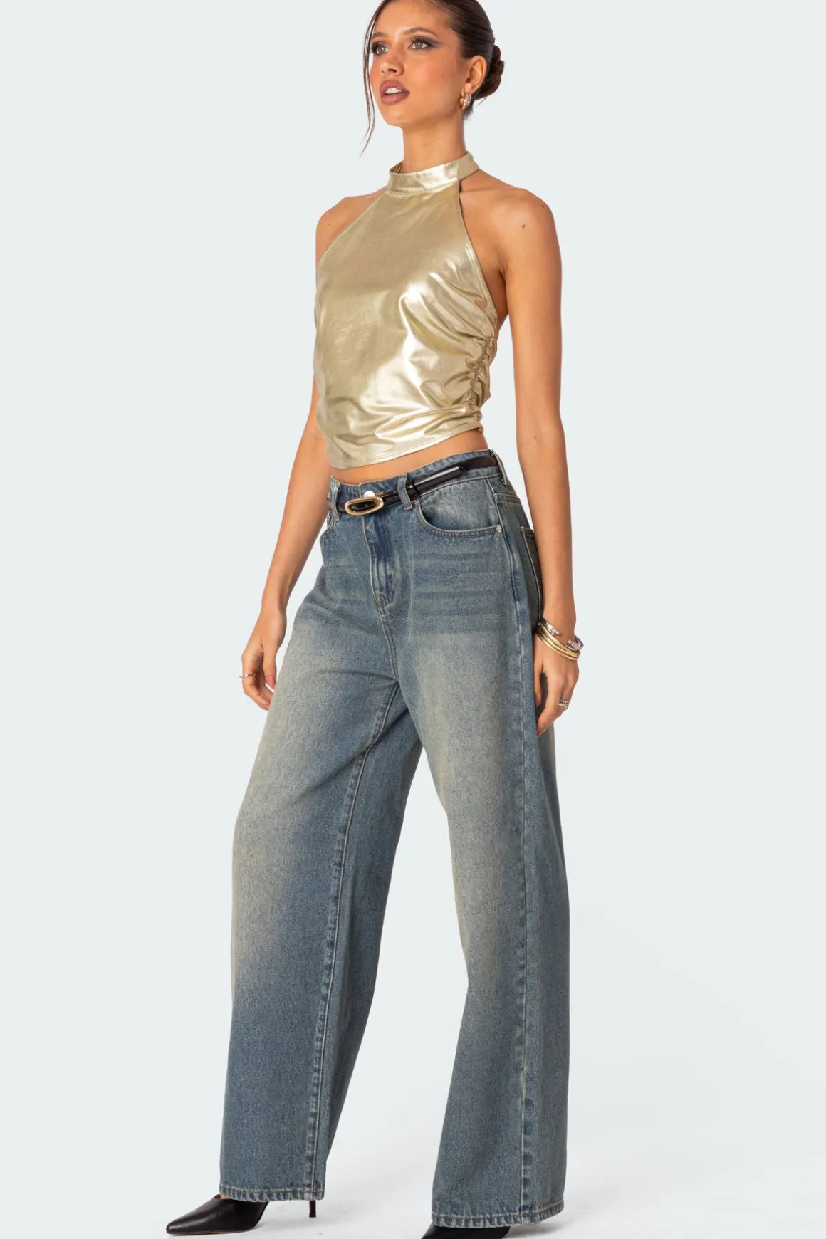 Karter Metallic Halter Top