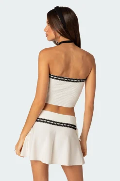 Khloe Lacey Ribbon Knit Tube Top