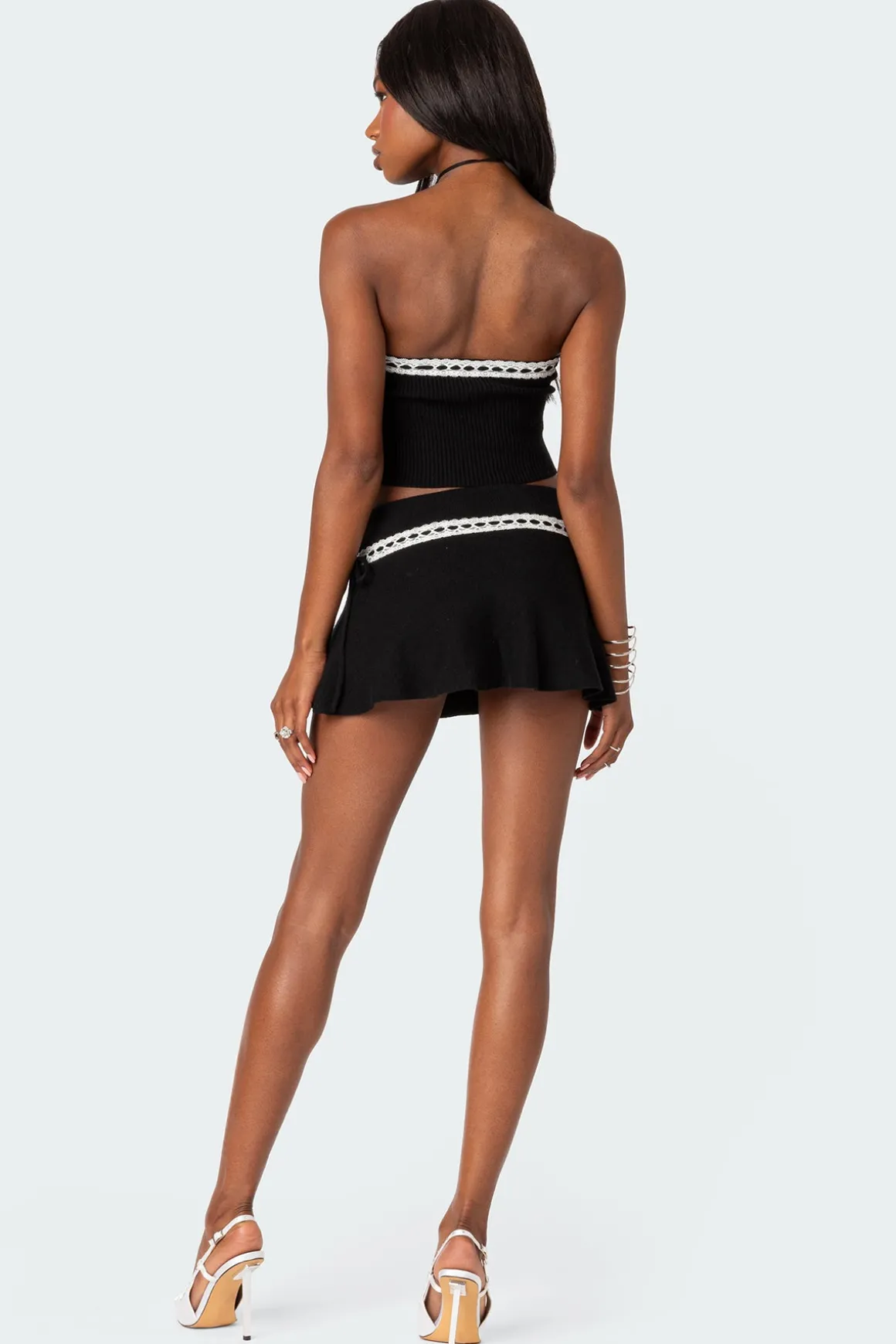 Khloe Lacey Ribbon Knit Tube Top