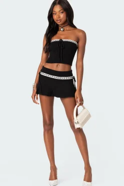 Khloe Lacey Ribbon Knit Tube Top