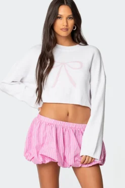 Knit Bow Cropped Sweater