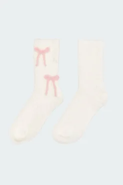 Knit Bow Fuzzy Socks