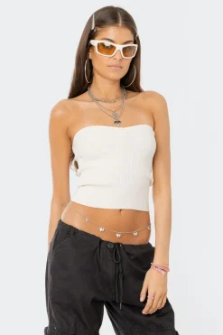 Knitted Sweetheart Strapless Top