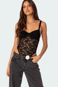 Lace & Satin Cupped Bodysuit