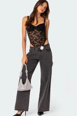 Lace & Satin Cupped Bodysuit