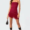 Lace Patchwork Asymmetric Mini Dress