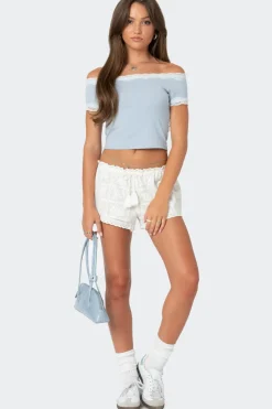 Lace Trim Off Shoulder Top