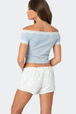 Lace Trim Off Shoulder Top